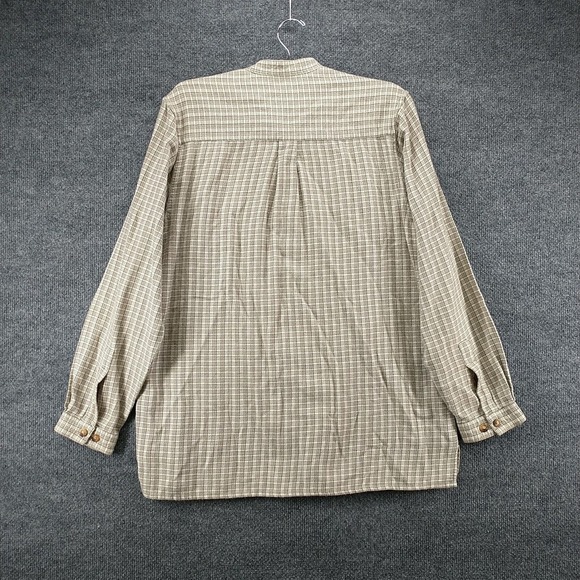 Orvis Men's Button Up Shirt Long Sleeve Tan L Checkered Cotton - Picture 5 of 12